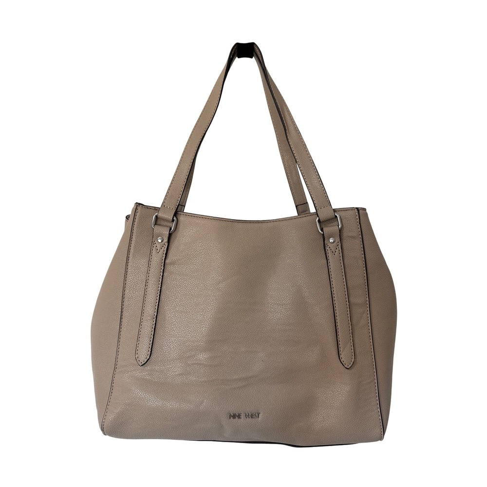 Nine West Taupe Tote Bag Faux Leather Shoulder Bag Work Bag Purse Handbag‎
